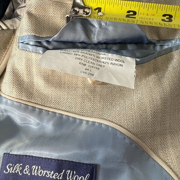 ALAN FLUSSER Beige Subtle Plaid Silk Wool Blazer Jacket Sports Coat Men’s 44L - Picture 16 of 16